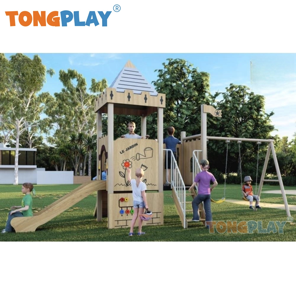 Wooden Slide and Swing Set for Kids Playground Facility Children Safety Toy