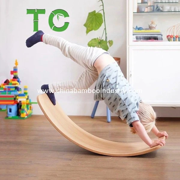 Wholesale 80cm 90cm Size Wobble Board Wooden Balance Board Wobble Yoga See Saw Teeter Totters Wobble Fitness Balance Board for Kids Teens Adults