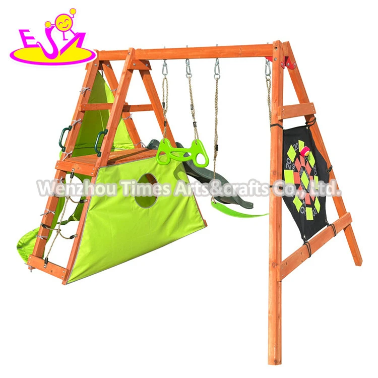 High Quality Outdoor Backyard Playground Wooden Slide Swing Set for Kids W01d278