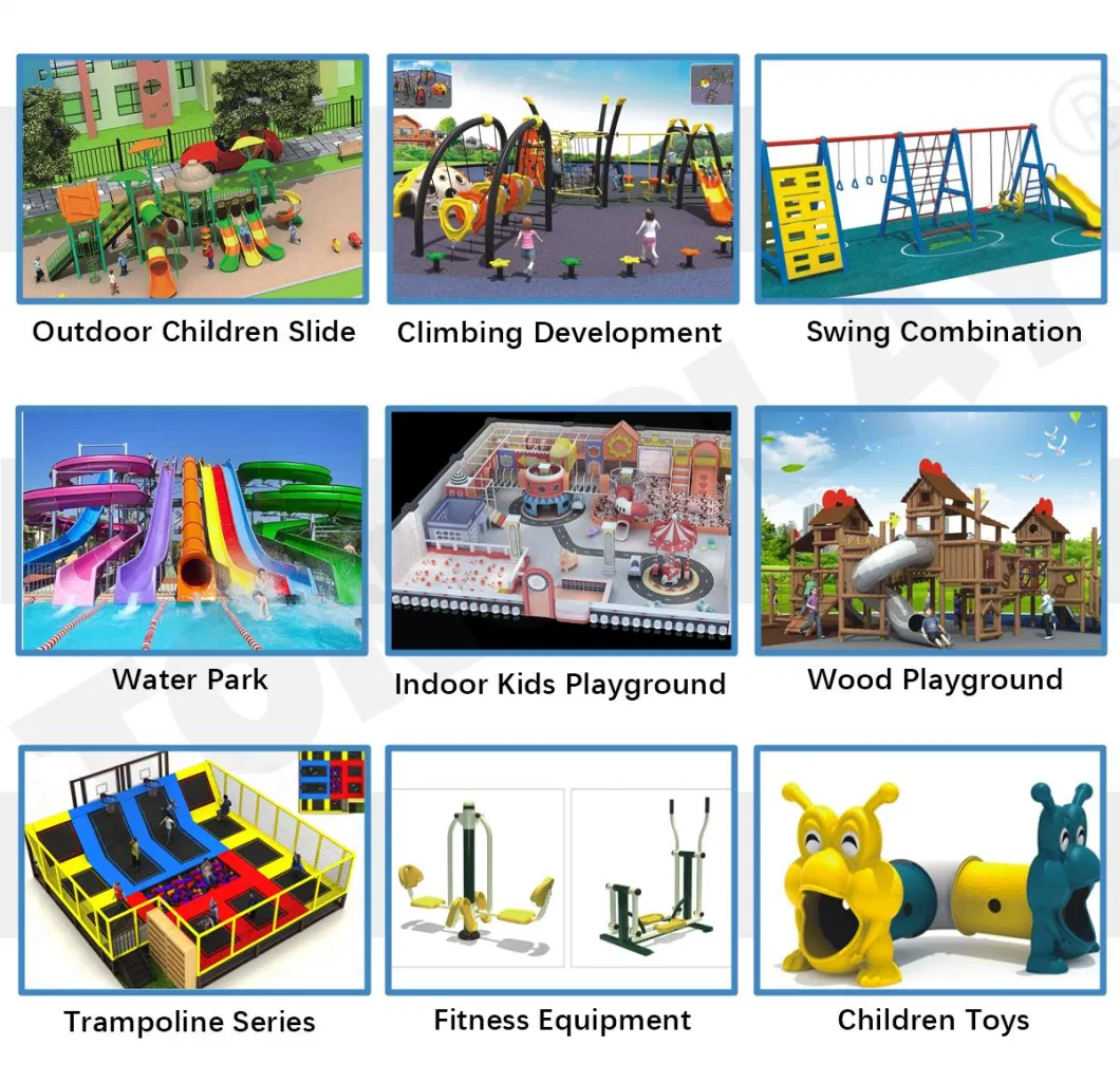 Amusement Play Set Outdoor Metal Playground Swing Set with Plastic Slide