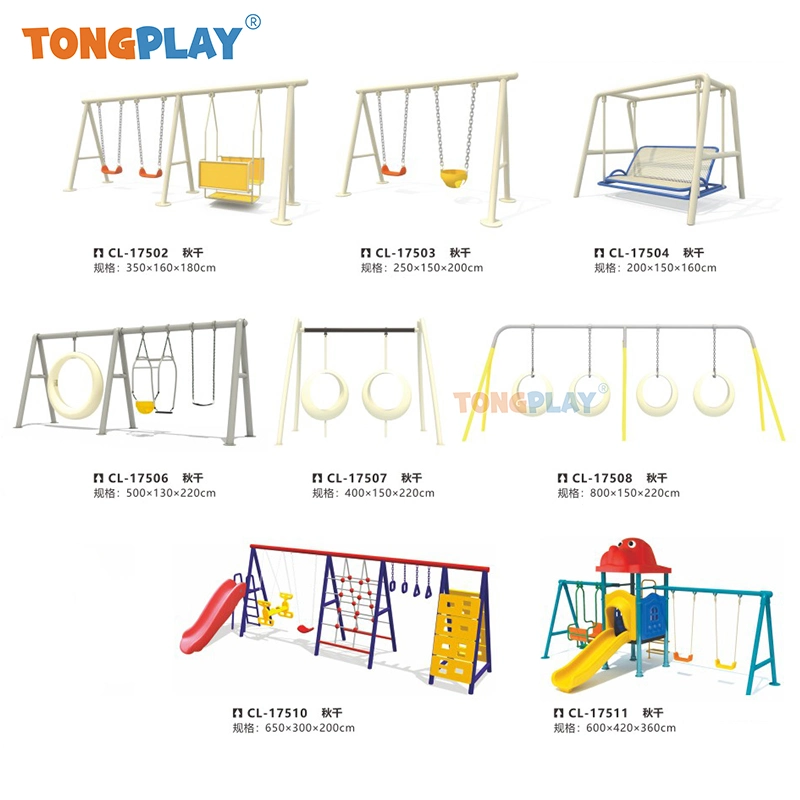 Amusement Play Set Outdoor Metal Playground Swing Set with Plastic Slide