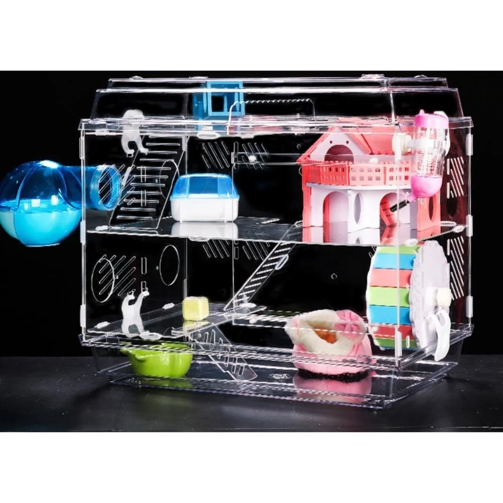 Transparent Double-Layer Small Pet House Large Acrylic Hamster Cage Wbb21103