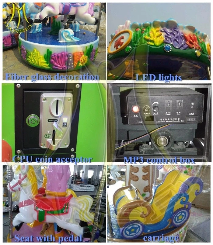Hansel Children Amusement Park Ride on Mini Indoor Carousel Motor for Sale