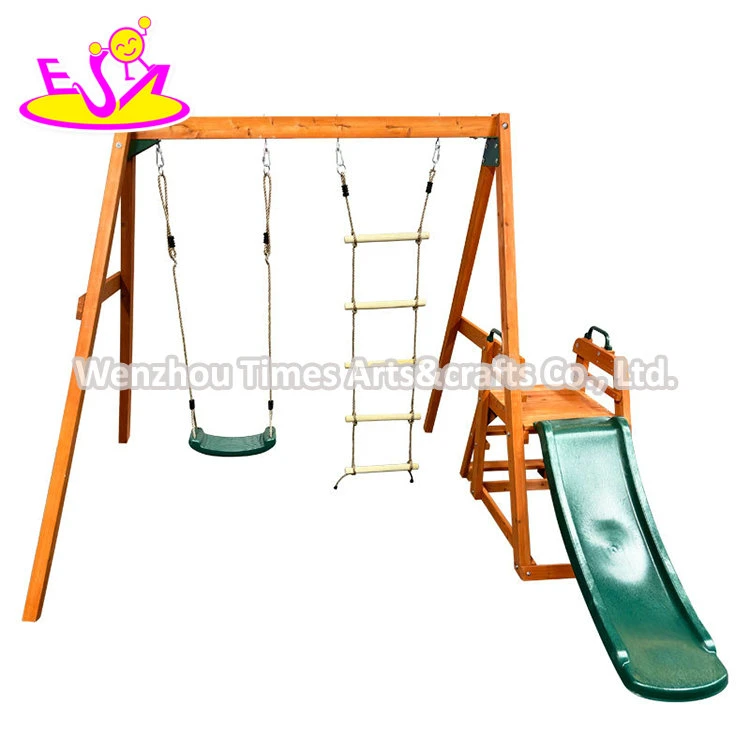 High Quality Outdoor Backyard Playground Wooden Slide Swing Set for Kids W01d278