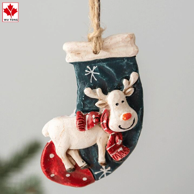 Customized Resin Christmas Ornaments Figurines Resin Hanging Deer Snowman Santa Claus Figurines