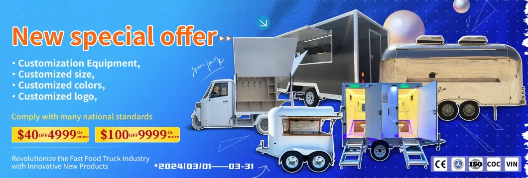 Hot Sale Cheap Horse Trailer Roller Rocking Mobile Beer Cocktail Bar Station Drink Van Ice Cream Catering Cart