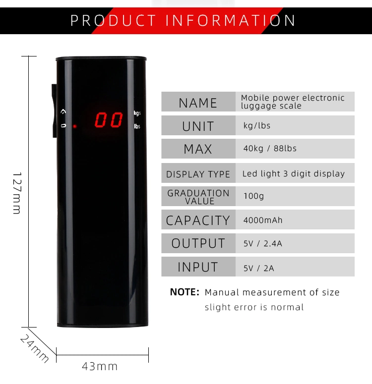 New Arrival 6500mAh Power Bank Portable Digital Luggage Scale