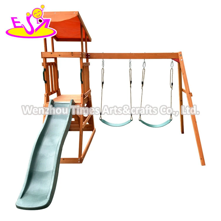 New Design Kids Outdoor Playground Wooden Slide Swing Set for Backyard W01d283