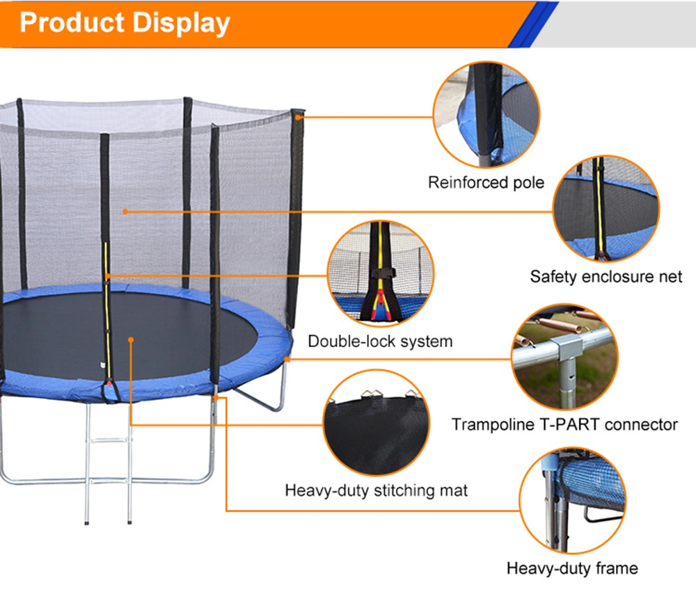 Funjump Good Quality Outdoor Indoor 8FT Portable Round Kids Trampoline with Safety Net