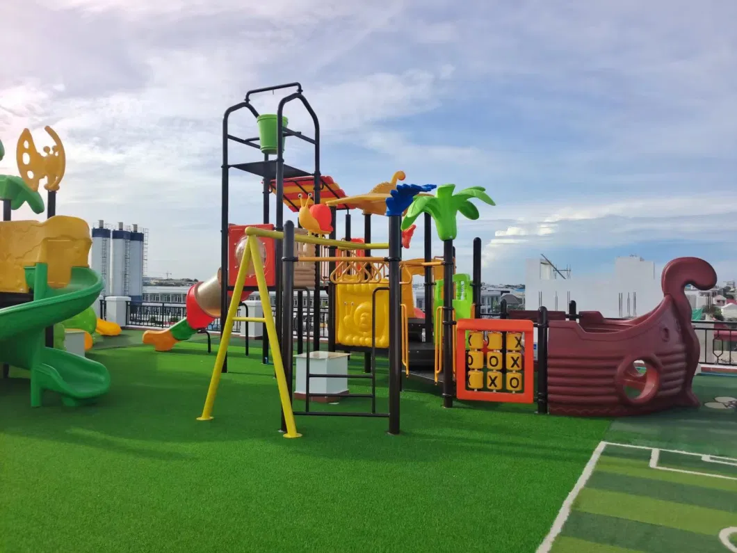 Park Equipment Kindergarten Kids Outdoor Playground Plastic Slide Swing Set