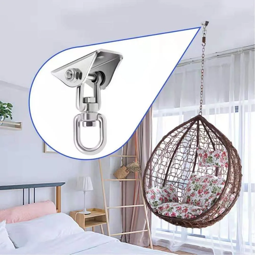Stainless Steel Heavy Duty Swing Hangers 4 Screws 1000lb Capacity Silent Swing Hook 360degree Rotation for Concrete and Wooden Hook Ceiling Swing Set Wyz13083