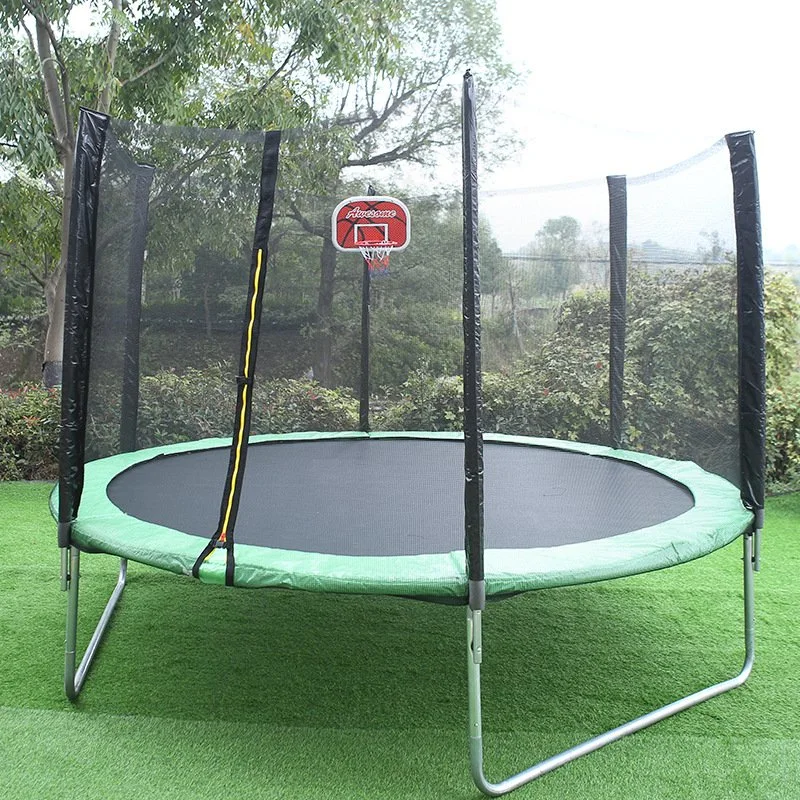 Recreational Trampoline for Kids and Adults with Basketball Outdoor Back Yard Trampoline with Safety Enclosure Net, Heavy Duty Stakes and Ladder