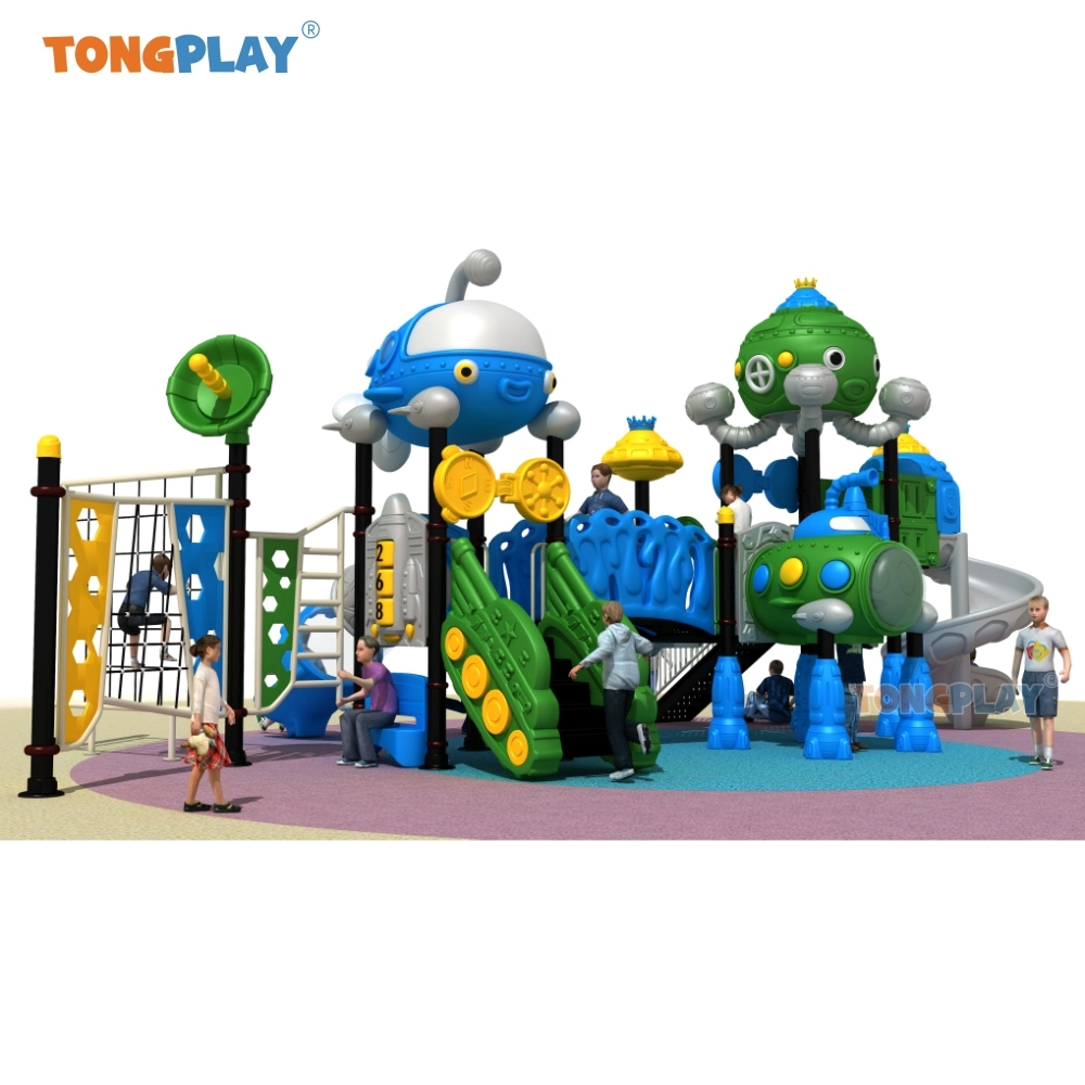 Large Outdoor Space Series Plastic Slide Amusement Park Playsets Custom