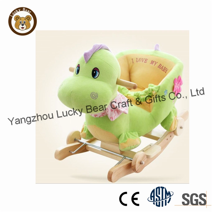 Baby Kids Toy Plush Rocking Dinosaur Rider Toddler Seat Wood Rocker Baby Toy