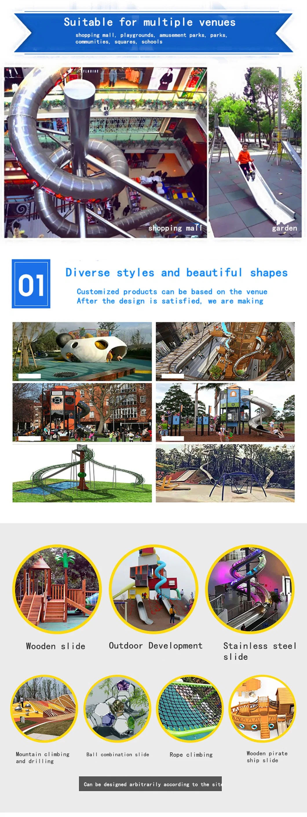 Customized Community Children&prime; S Outdoor Playground Equipment Large Slide Climbing Frame