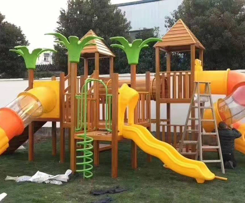 New Design Outdoor Wooden Playground with Slide