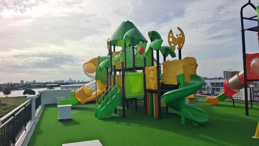 Park Equipment Kindergarten Kids Outdoor Playground Plastic Slide Swing Set