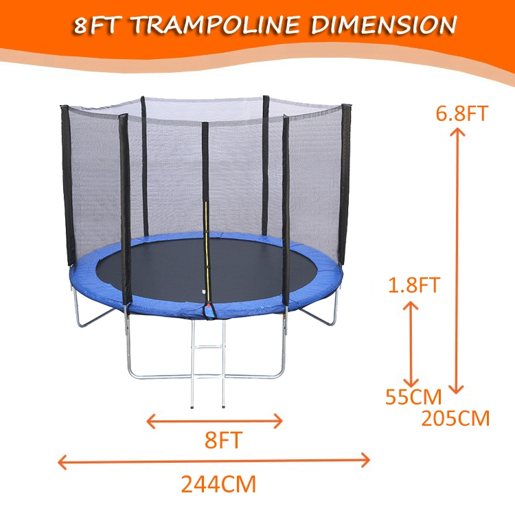 Funjump Good Quality Outdoor Indoor 8FT Portable Round Kids Trampoline with Safety Net