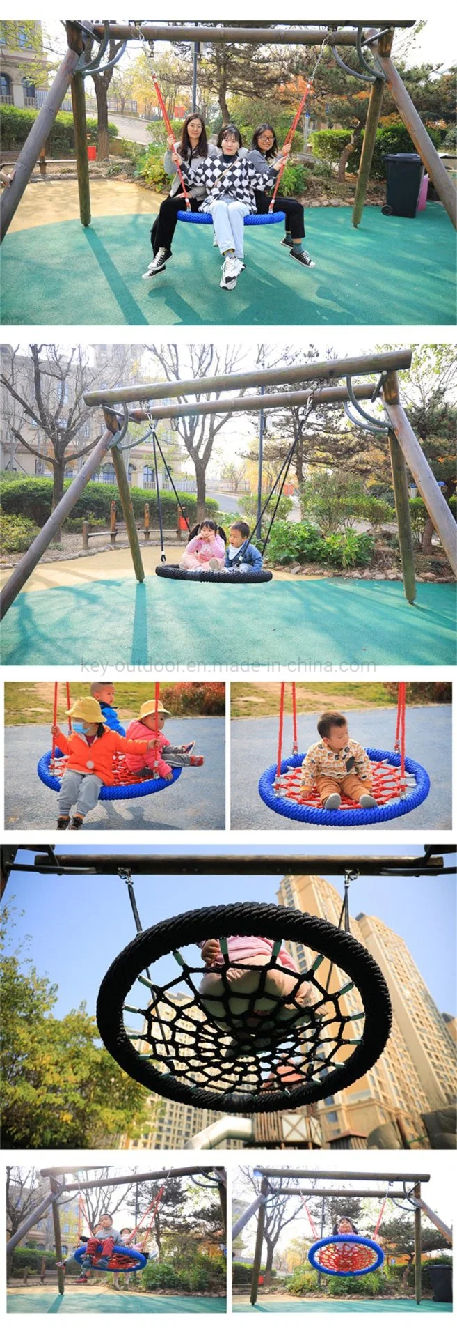 Park Products Customs PE Rope Adjustable Round Shape Nest Toys Swing Chair Set Childred Patio Hommock Swings