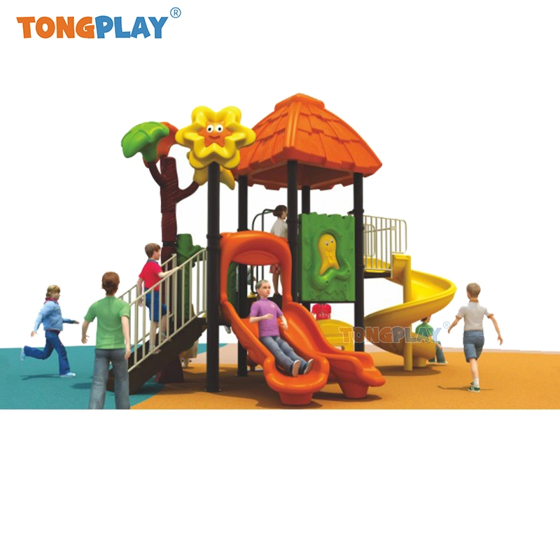 Kids Outdoor Playground Equipment Amusement Park Plastic Slide and Swing Set