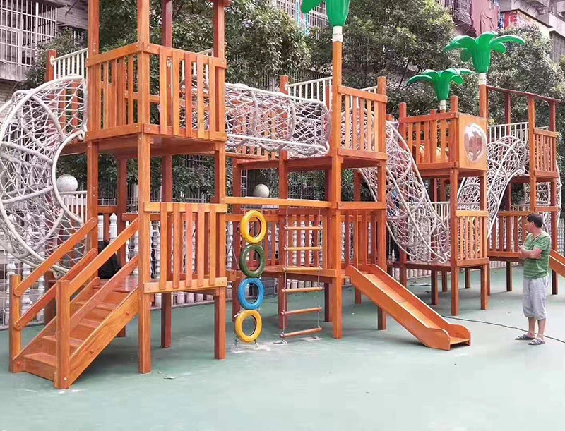 New Design Outdoor Wooden Playground with Slide