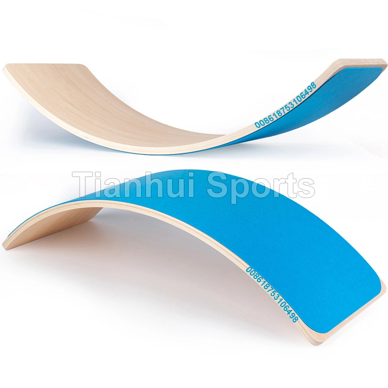 OEM New Style Kids Wood Balancing Standing Yoga Stability Rehabilitation Trainer Fitness Wooden Wobble Balance Board