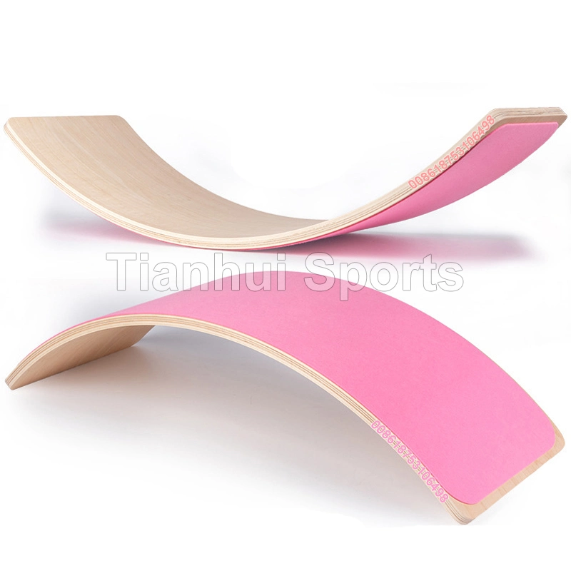 OEM New Style Kids Wood Balancing Standing Yoga Stability Rehabilitation Trainer Fitness Wooden Wobble Balance Board