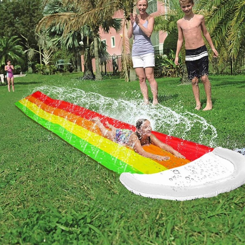 Outdoor Backyard Play Equipment Inflatable Rainbow Splash Sprinkler Water Slides