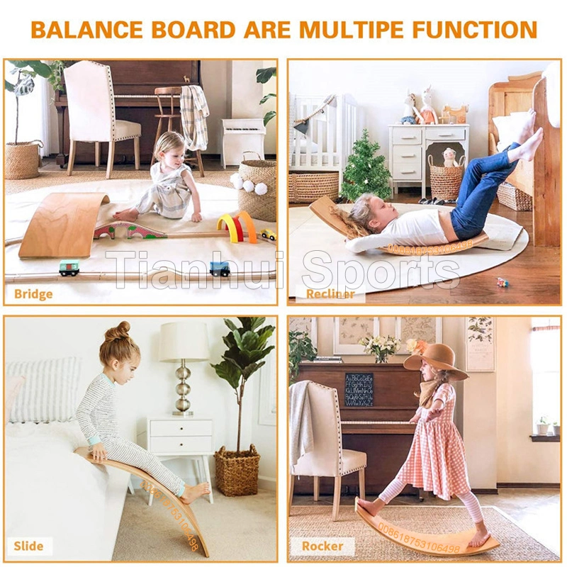 Customized Wood Curvy Board Wooden Wobble Balance Board