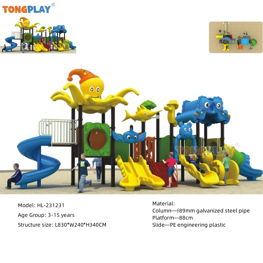 Large Commercial Kids Climbing Play Set Outdoor Equipment Playground Children Plastic Slide