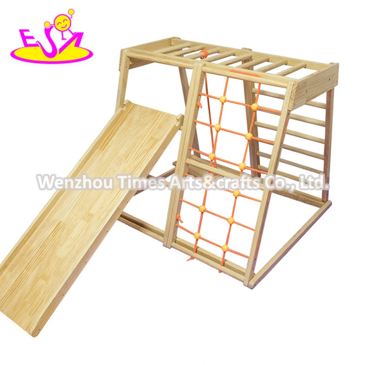 2020 New Sale Indoor Plyground Wooden Swing Sets with Climbing Net W01f002