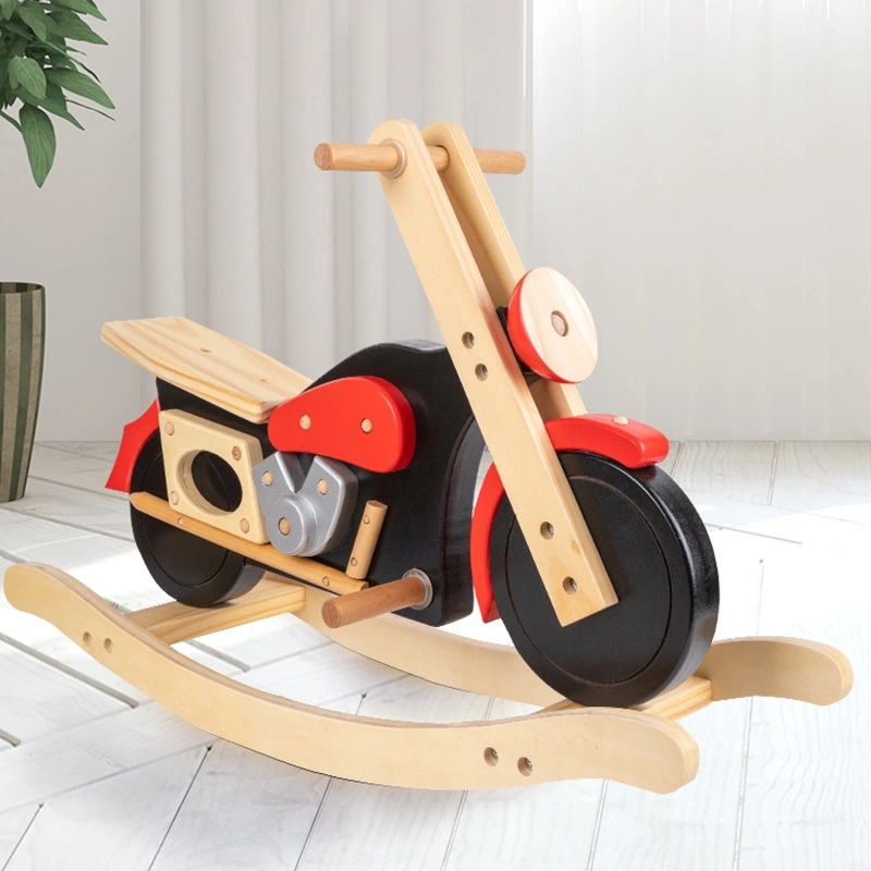 Children&prime;s Wooden Rocking Horse Motorcycle Balance Toy