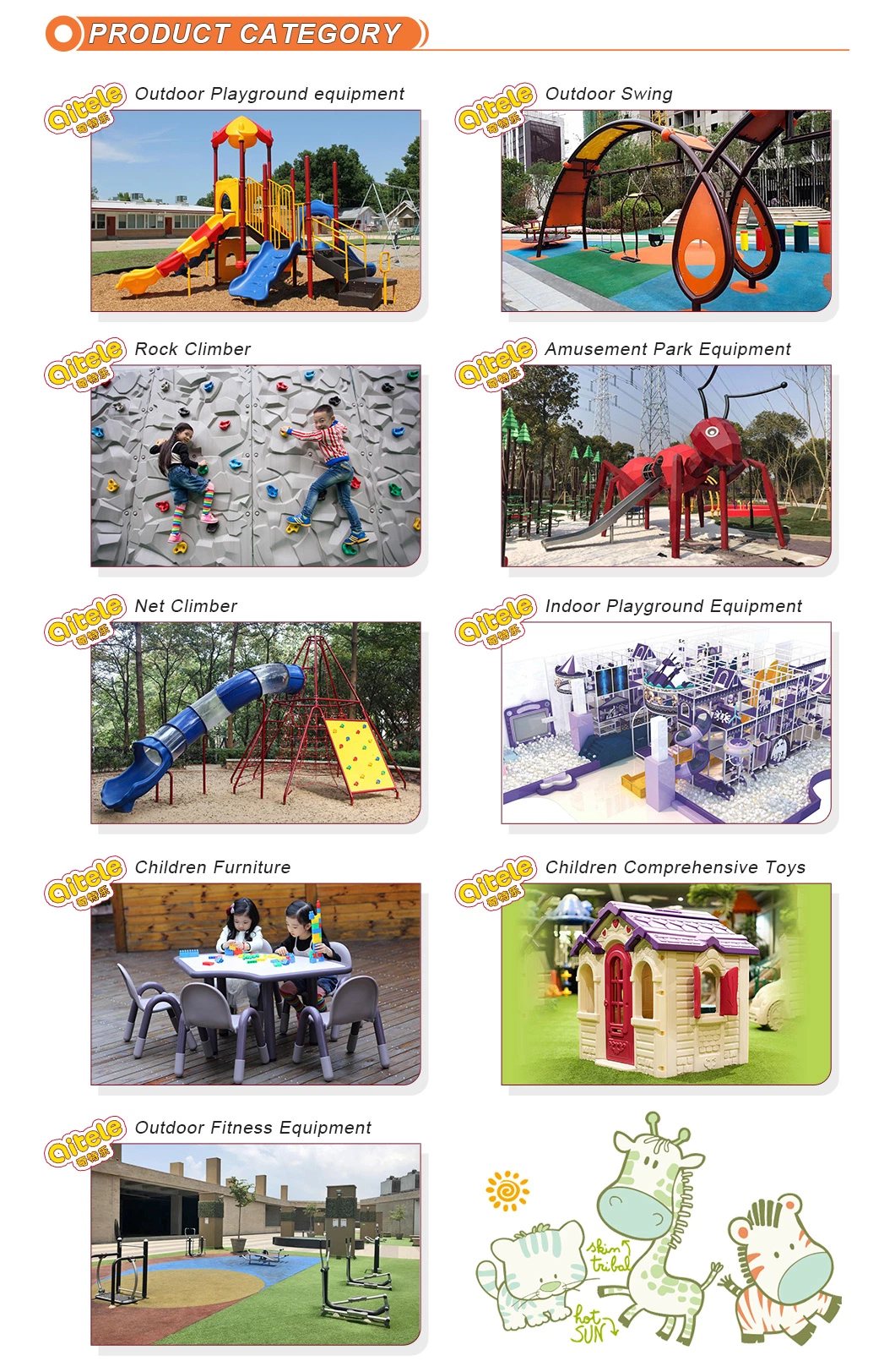 Outdoor Children Playground Equipment New Design with Colorful Slide