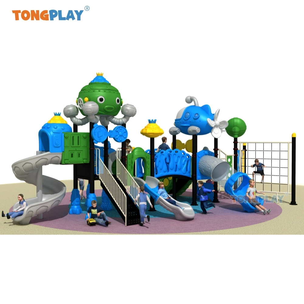 Large Outdoor Space Series Plastic Slide Amusement Park Playsets Custom