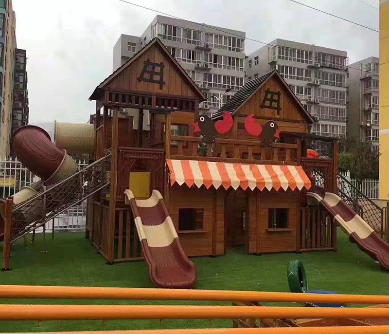 New Design Outdoor Wooden Playground with Slide