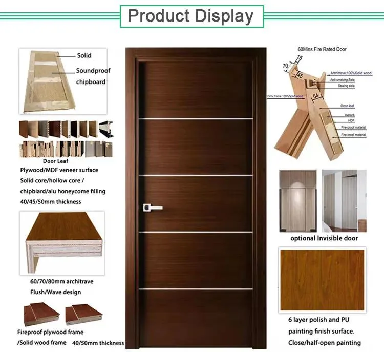 Customize Heavy Duty House Entry Front Door Modern Wooden Doors Glass Pivot Front Doors