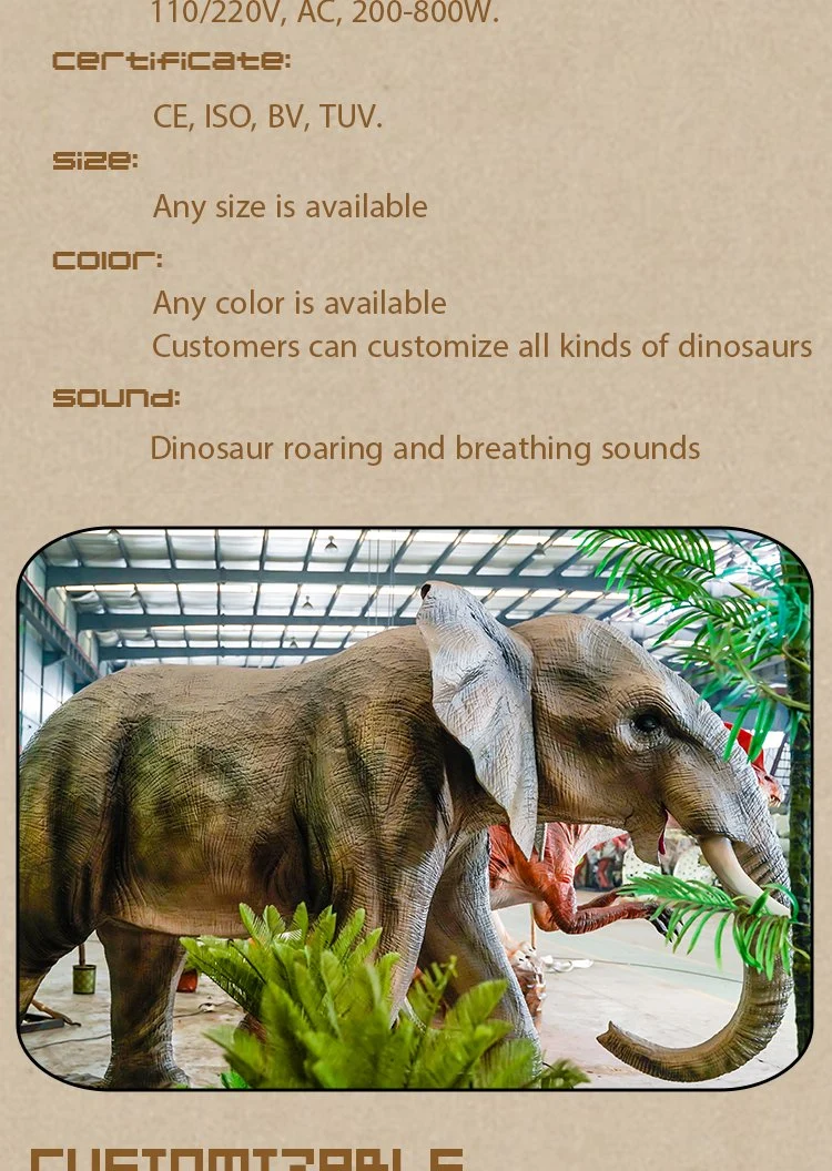 Animatronics African Elephant Model Outdoor Playground Outdoor Large Simulation Elephant for Exhibition