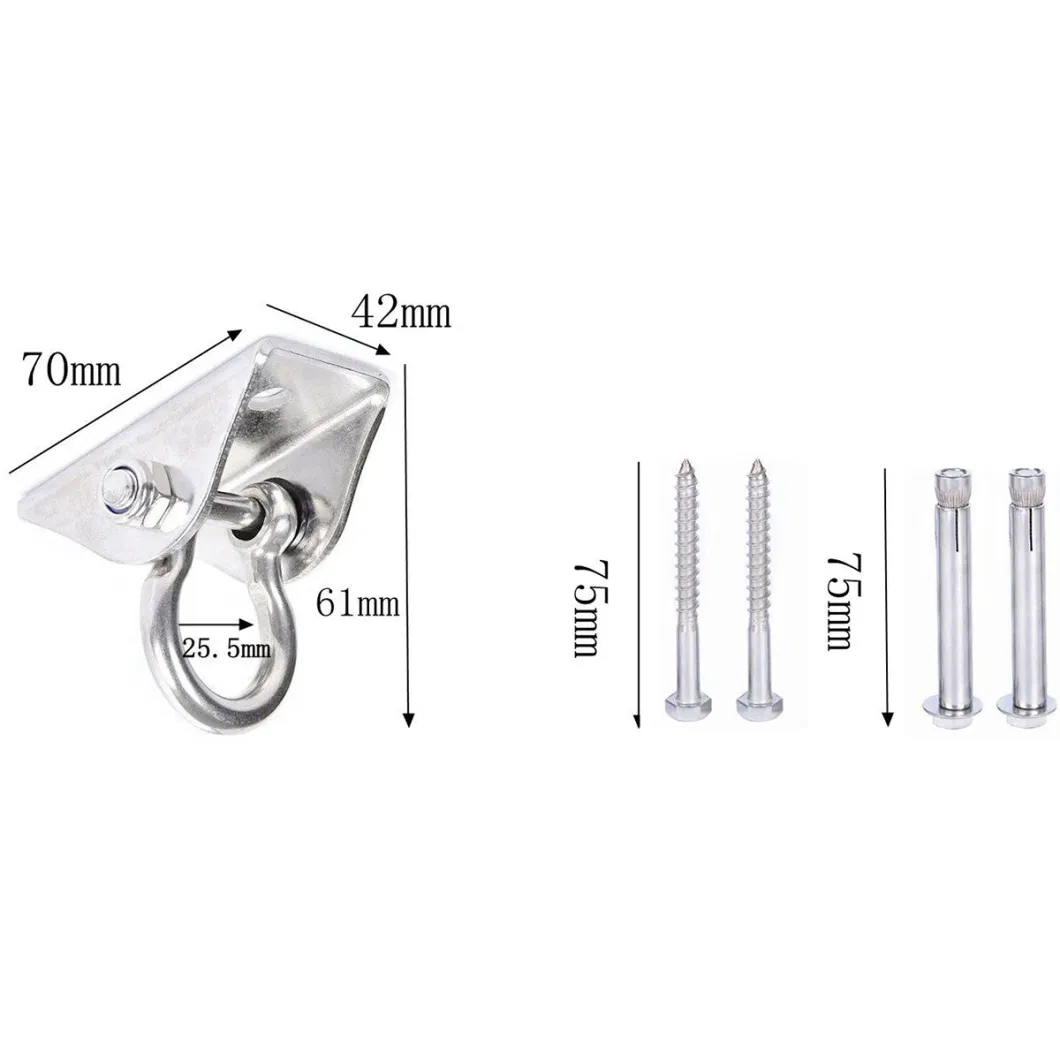 Silent Swing Hook 360degree Rotation Stainless Steel Heavy Duty Swing Hangers Screws 1000lbs Capacity for Concrete and Wooden Hook Ceiling Swing Set Bl13083