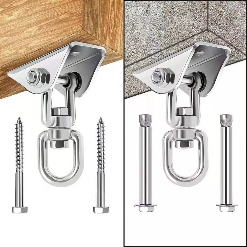 Stainless Steel Heavy Duty Swing Hangers 1000lb Capacity, Silent Swing Hook 360degree Rotation, 4 Screws for Concrete and Wooden Hook Ceiling Swing Set Esg13083