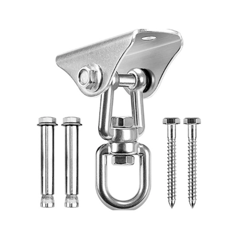 Silent Swing Hook 360degree Rotation Stainless Steel Heavy Duty Swing Hangers Screws 1000lbs Capacity for Concrete and Wooden Hook Ceiling Swing Set Bl13083