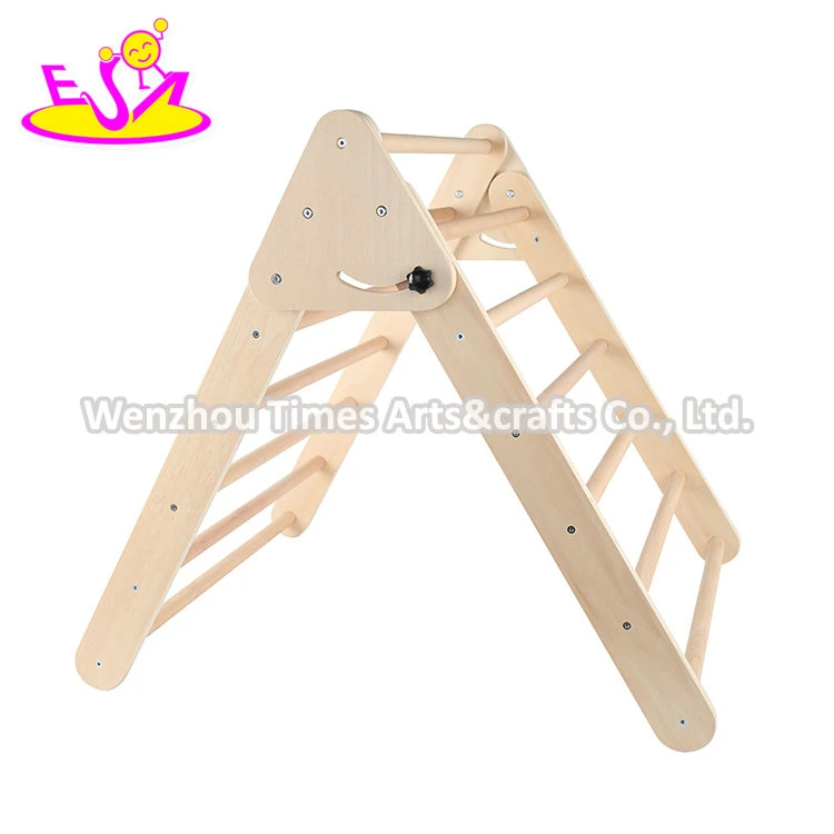 Montessori Large Foldable Wooden Triangle Climbing Frame in Natural W01f043