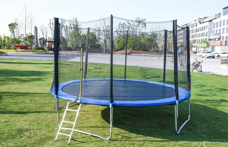 Recreational Trampoline for Kids and Adults with Basketball Outdoor Back Yard Trampoline with Safety Enclosure Net, Heavy Duty Stakes and Ladder