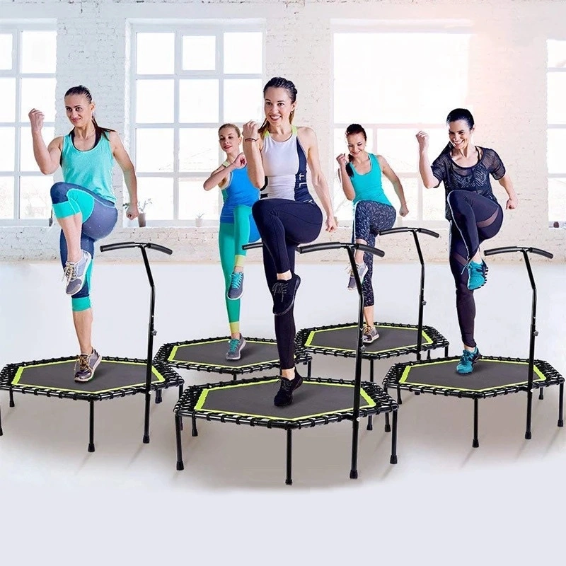 Jumping Cardio Trampoline Foldable Jump Sport Trampoline Mini Fitness Trampoline Gym Domestic Trampoline with Handrail Indoor Outdoor Round Bl15180