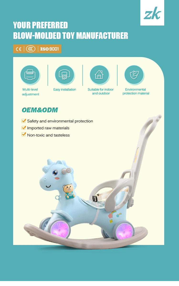 Multifunctional 3 in 1 Baby Rotating Glow Musical Toddler Walker Plastic Kids Unicorn Cartoon Rocking Horse Ride on Animals Toys