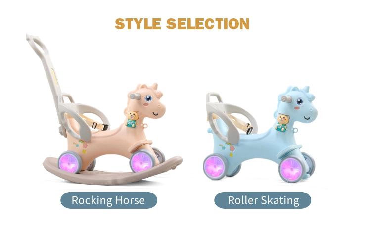 Multifunctional 3 in 1 Baby Rotating Glow Musical Toddler Walker Plastic Kids Unicorn Cartoon Rocking Horse Ride on Animals Toys