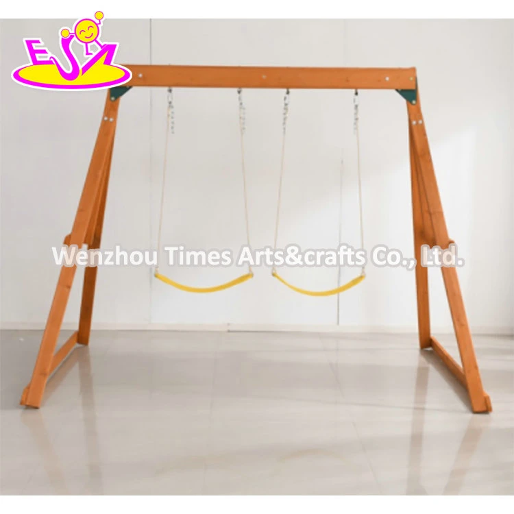 Factory Direct Indoor Outdoor Playground Wooden Double Swing Set for Children W01d211