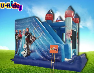  La nieve congelada princess bouncer castillo inflable con tobogán trampolín de salto