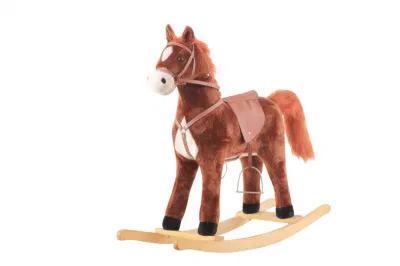 Mayorista Toddler Rocking Chair Trojan Rocking Horse Plush Dolls de madera Montar a caballo Rocking Juguetes de Peluche