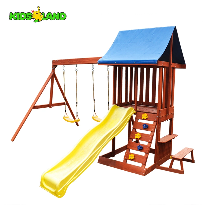 Children Backyard School Outdoor Playground Slide Swing Wooden Swing Set