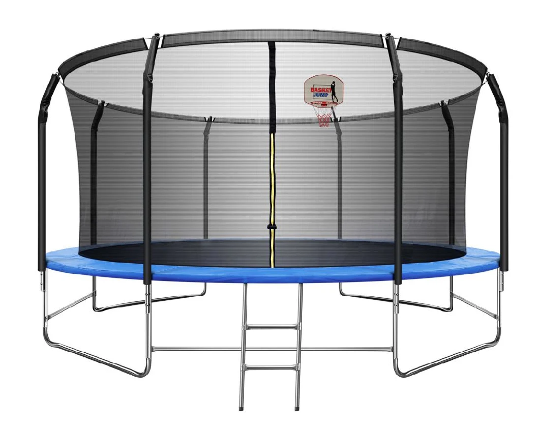 Funjump Recreational High Quality Safety Net Outdoor Trampoline 14FT with Ladder and Basketball Hoop